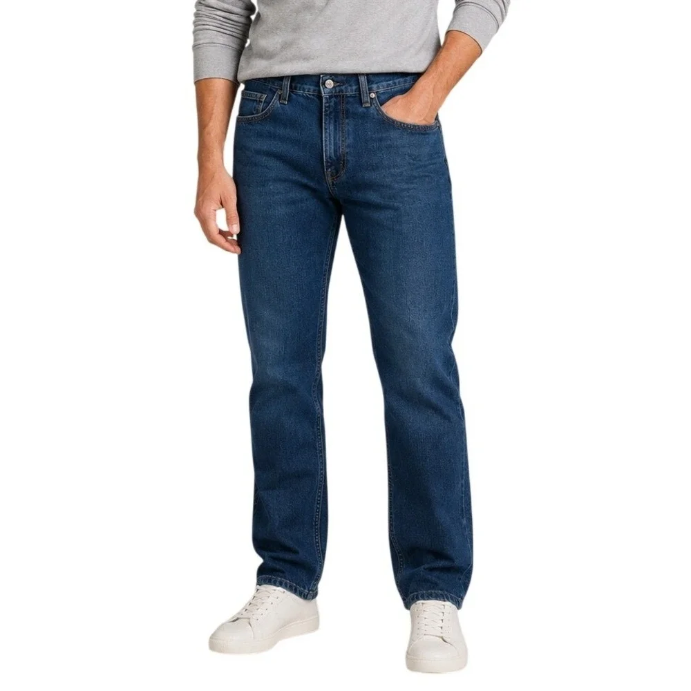 Levis 505 Dark Wash Blue Regular Fit Straight Leg Jeans Men's 36x36